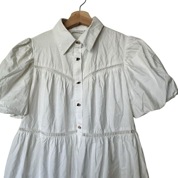 NWT Impressions Sunday Stroll S white cotton Sundress mini babydoll dress - Picture 7 of 13
